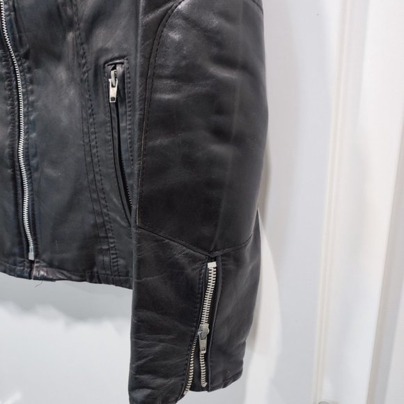 Leather Attic moto leather jacket black women's size 7/8 - Picture 9 of 10
